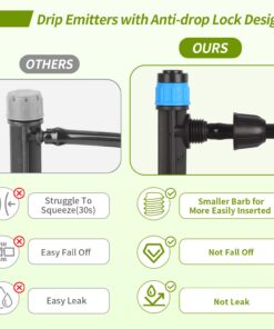 Alternative view of Drip Emitters for 1/4" Drip Irrigation Tubing 25 pcs Adjustable 360 Degree Fan Shape Water Flow Irrigation Drippers with Lock Barbed Irrigation Drip Heads Drip Spray Emitters for Flower Plants Garden