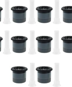 Grey Variable Arc Nozzle, 10 Pack, 17AN Pop-up Sprinkler Heads | Adjustable 360° Full Circle Spray Pattern, Garden Lawn Irrigation, Replacement
