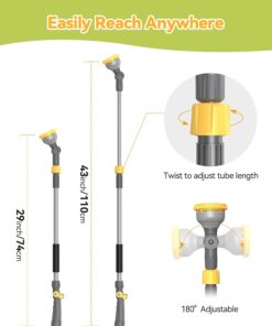 Alternative view of Garden Hose Watering Wand 29-43 Inch Adjustable Spray Wand | 10 Spray Patterns, 180° Swivel Head, Thumb Flow Control for Hanging Baskets, High Shrubs, Patio and Garden Plants