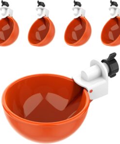 Large Automatic Chicken Waterer Cups | Chicken Water Feeder Suitable for Chicks, Duck, Goose, Turkey and Bunny | Poultry Water Feeder Kit (Orange, 5-Pack)