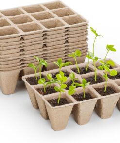 Doter 10 Packs Seedling Starter Trays 120 Cells, Biodegradable Seed Germination Trays Plant Starter Peat Pots for Seedlings
