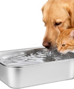 0.85 Gallons Stainless Steel Dog Bowl, Pet Water & Food Bowl | No Spilling, High Capacity Water Trough, Outdoor Feeder Dish, For Medium Pets, Cats & Puppies