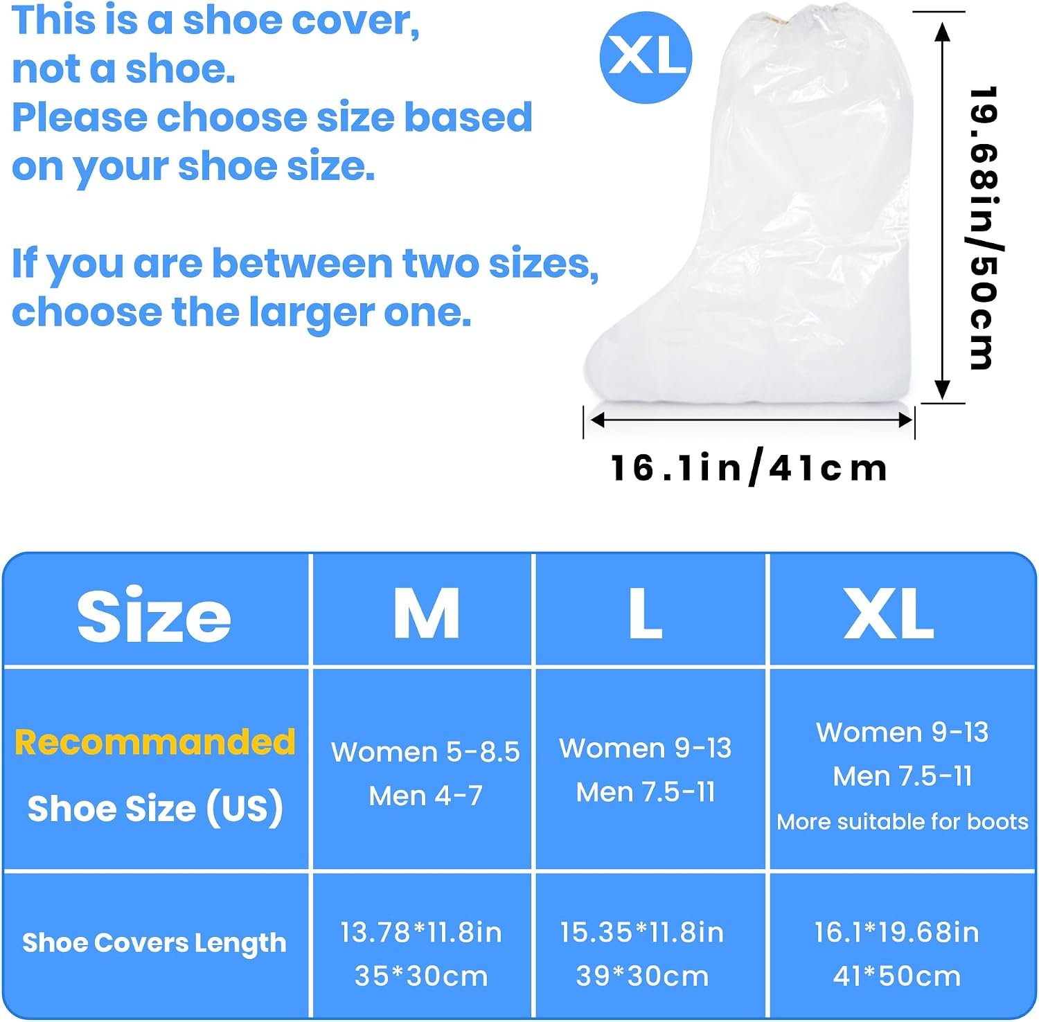 10 Pairs Disposable Waterproof Boot Covers for Rain - Plastic Rain Shoe Covers - Non-Slip Indoor Outdoor Rain Cover for Shoes,Plastic Overshoes for Men Women -Water Proof Boot Protector – Clear-XL - Image 2