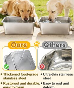 Alternative view of 2Pcs 4 Gallons Food Grade Stainless Steel Extra Large Dog Bowls | Dog Water Food Bowl, Ample Capacity, Easy to Clean, for Multiple Large Dogs Indoor Outdoor