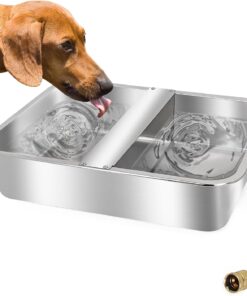 Automatic Water Dispenser for Dogs Livestock Water Trough 4 Gal Large Size Stainless Steel Waterer Feeder Outdoor Automatic Dog Water Bowl with Float Valve and 6.56 ft Water Hose Kit