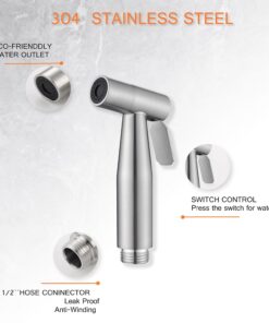 Alternative view of Bidet Sprayer Head Stainless Steel, Handheld Bidet Sprayer for Toilet with Adjustable Water Pressure Control for Bathroom & Baby Diaper & Postpartum