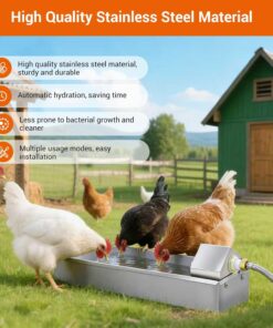 Alternative view of Automatic Chicken Waterer Dispenser 1 Gallon Large Stainless Metal Poultry Waterer Feeder Hanging Chicken Watering System with Float Valve Hose Kit for Pigeon Duck Goose Turkeys for Chicken Coop