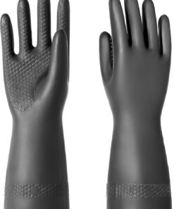Chemical Resistant Latex Gloves, Cleaning Protective Safety Work | Heavy Duty Rubber Gloves, S-M-L-XL Size, Black 1 Pair