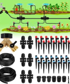 250FT Drip Irrigation System for Garden - 50FT 1/2" Main Tube & 200FT 1/4" Branch Tubing, Brass Splitter, Quick Connect Design, Perfect for Outdoor Plants, Raised Beds, Greenhouses