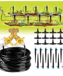 50ft Drip Irrigation Kit Plant Watering System 8x5mm Blank Distribution Tubing DIY Automatic Irrigation Equipment Set for Garden Greenhouse Flower Bed Patio Lawn