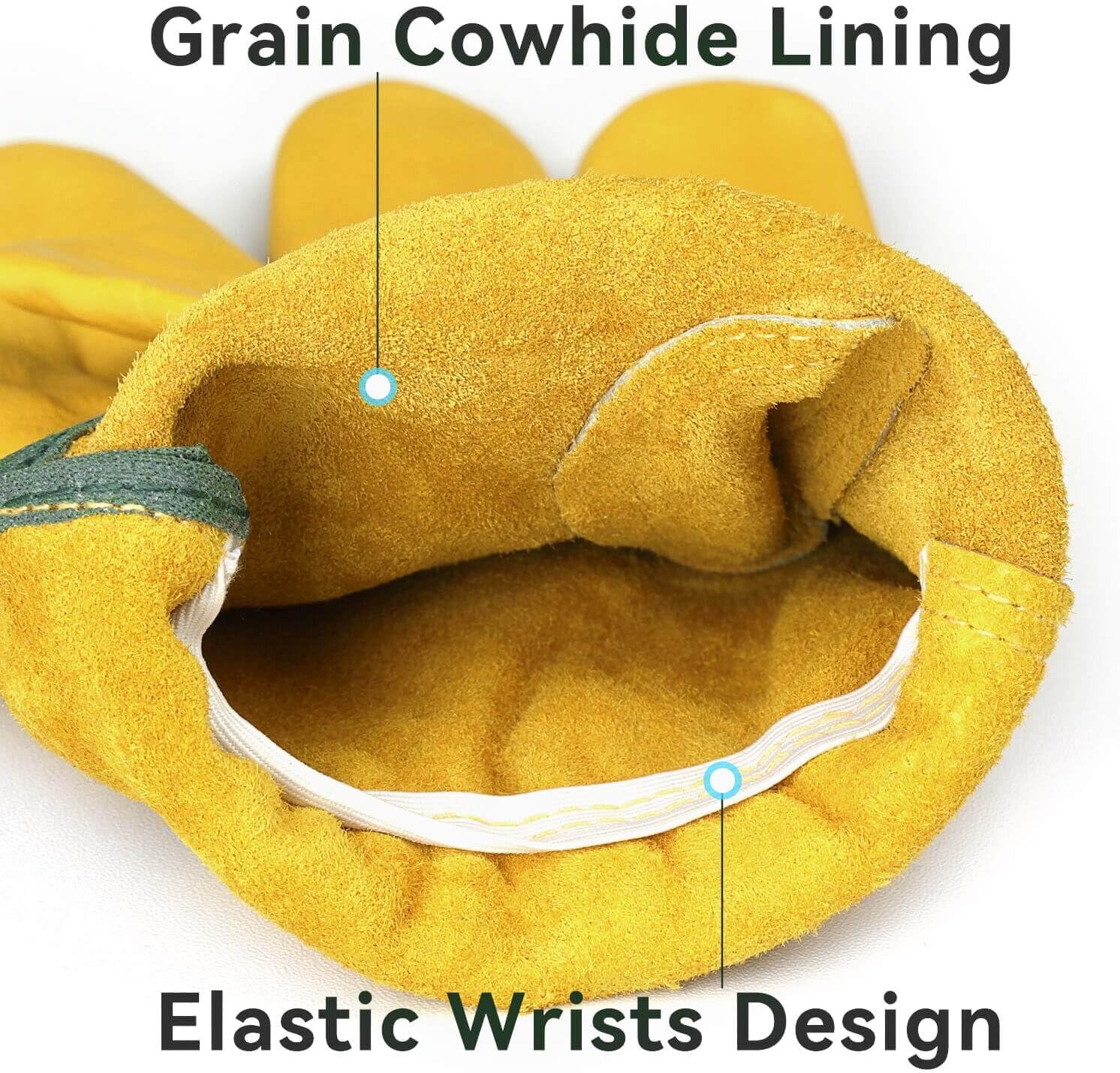 Leather Work Gloves, Gardening Gloves, Flex Grip, EN388, 1 Pair, XL | Flexible Grip, Keystone Thumb, Elastic Wrist, Breathable Unlined Comfort for Yard Work, Firewood, Landscaping and Farm Tasks - Image 2