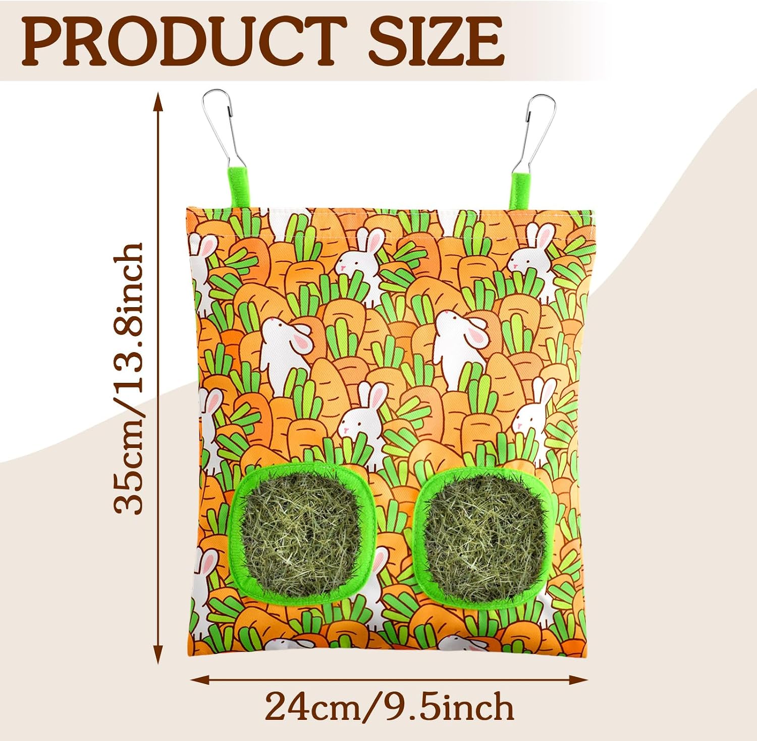 3Pack Guinea Pig Hay Feeder Bag,Bunny Rabbit Cage Bag Hanging Holder | Guinea Pig Cage Feeder,for Bunny Rabbits,Chinchillas,Hamsters,Small Pets,and Animals - Image 2