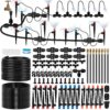 230FT Drip Irrigation System for Garden with 38pcs Adjustable Copper Nozzles & Emitters, Automatic Garden Watering System with 1/2" & 1/4" Tubing for Raised Bed, Yard, Greenhouse, Potted Plants, Lawn