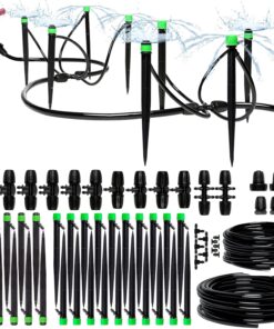 Drip Irrigation System Kit for Garden Watering, Sprinkler, 100 ft | For Garden, Yard, Raised Beds, Plants, Lawn, with Barbed 5/16 Mainline + 1/4 Tubing + 30 Emitters, 20-45 PSI and up to 40