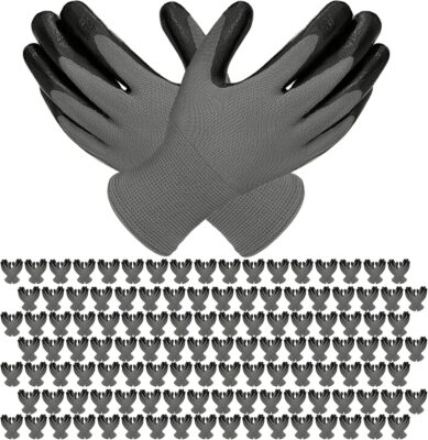 120 Pair Gardening Gloves for Men Women, Breathable Rubber Coated Garden Gloves Working Gloves for Gardening, Construction Black 9/Large