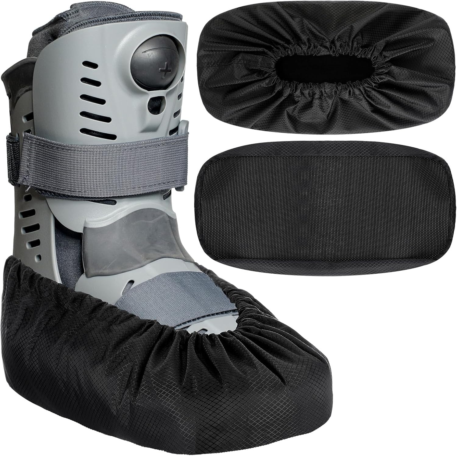 2 Pcs Walking Boot Covers Waterproof, Black, Medium | Medical Fracture Medical Boot Cover, Cast Boots Shoe Covers, Shower Waterproof Foot Cover, Broken Foot Toe Ankle Recovery