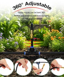 Alternative view of Drip Irrigation System 200FT 1/4", -Upgrade Garden Sprinkler Kit with 32PCS 360° Adjustable Copper Nozzles, Automatic Misting Watering System for Raised Beds, Greenhouse, Lawn, Patio