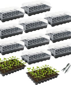Seed Starter Tray Kits, 10 Pack, Total 400 Cells | Durable Plant Germination Trays with Humidity Vented Domes and Bases, Ideal for Seed Starting