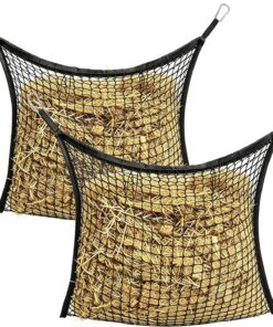 2pcs Slow Feed Hay Nets for Horses, Hay Bags for Horse 35×31 Inch, Large Capacity Horse Slow Feeder for Horses, Goats, Sheep, Donkey,etc