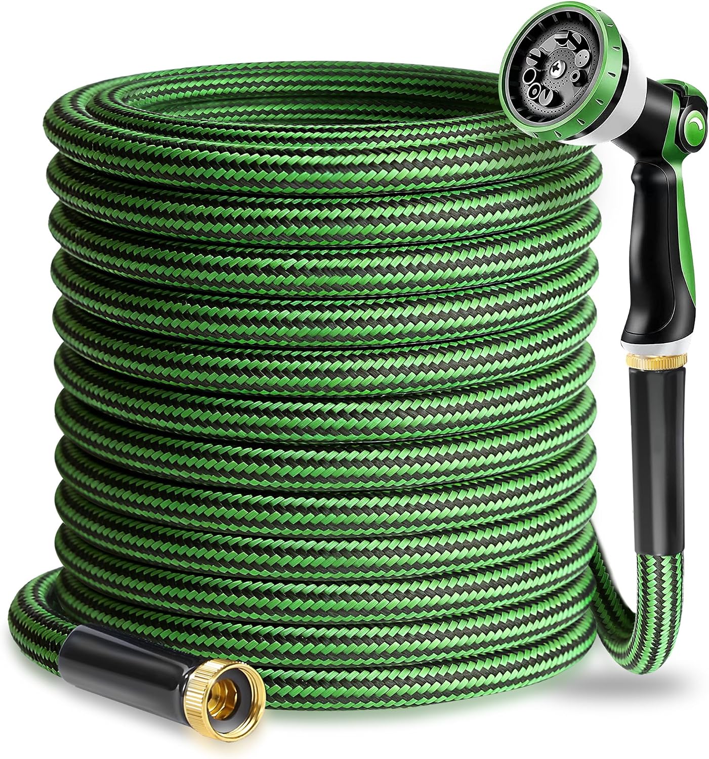 Garden Hose 50 FT-Triple-layer pipe, Water Hose with solid Aluminum Fittings, Ultra-Lightweight and Flexible, Abrasion-Resistant, Rust-Resistant,Watering and Cleaning for Outdoor